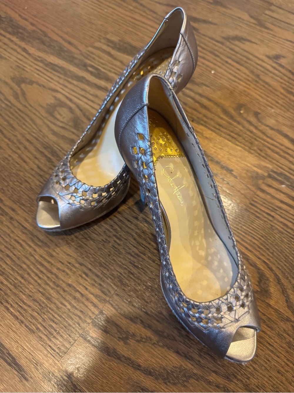Cole Haan Brown Leather Heels with Gold Nike Air Plate